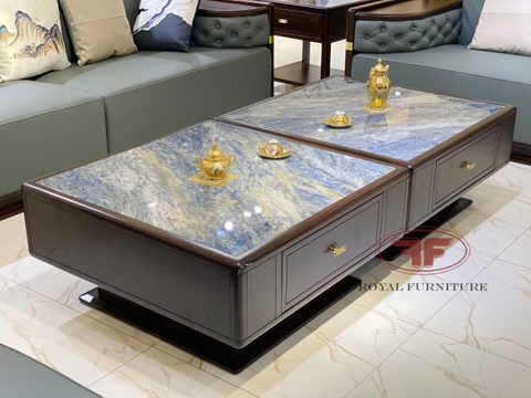 BÀN TRÀ INDOCHINE GỖ ÓC CHÓ 1M8 MẶT ĐÁ, BÀN GHÉP LINH HOẠT 2310