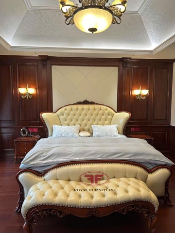 GIƯỜNG NGỦ GỖ TÂN CỔ ĐIỂN NHẬP KHẨU 1M8 X2M MẪU MỚI D502