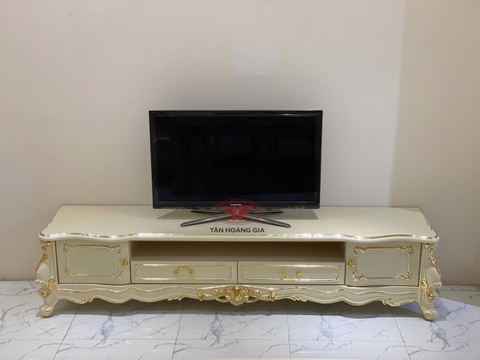 KỆ TIVI DÁT VÀNG TÂN CỔ ĐIỂN GỖ TỰ NHIÊN NHẬP KHẨU