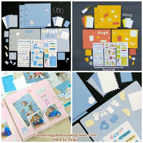 Kit nguyên liệu làm Album, Scrapbook cho Mẹ và Bé - (Size nhỏ: 17cm x 19cm)