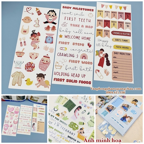 Hình dán trang trí - Sticker Baby, Mami tự cắt dán - Set 03 tờ_S115