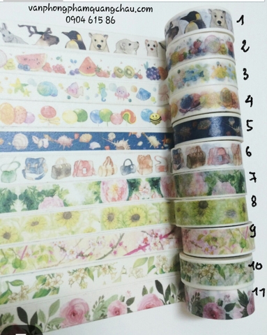 WASHI TAPE HOA VIỀN TRẮNG_S131