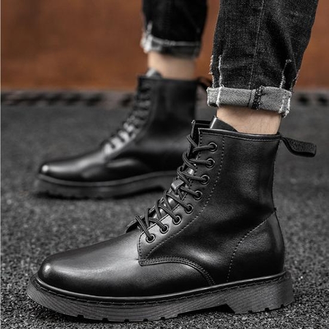 Giày Boot Nam Combat Boots Cổ Cao Da Mềm Đế Khâu GN510