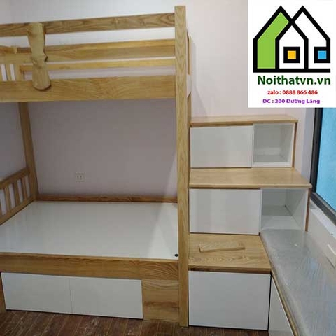 giường tầng gỗ sồi đẹp GT-061