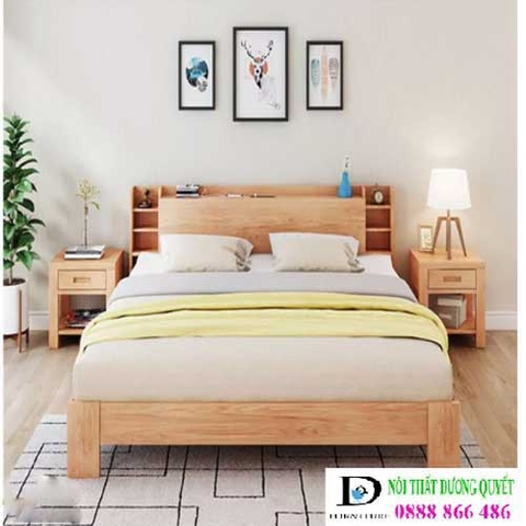 Giường ngủ gỗ tự nhiên tiện dụng cho gia đình G408