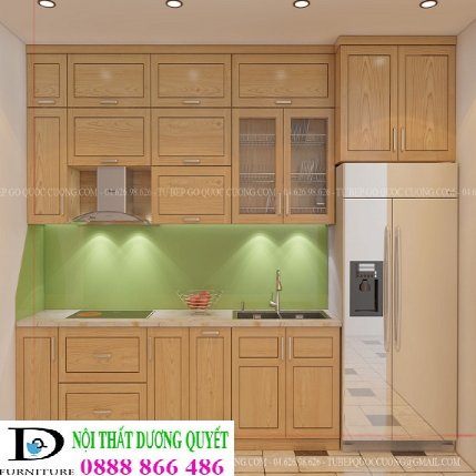 Tủ bếp gỗ sồi Nga kịch trần TB-013