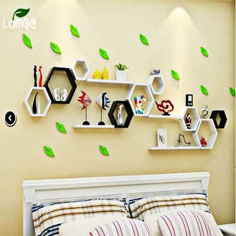 Kệ gỗ treo tường phòng khách đẹp nhất KG-030