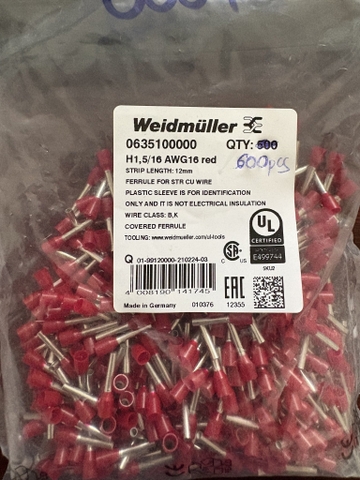 Cốt kim H1,5/16 AWG16 red
