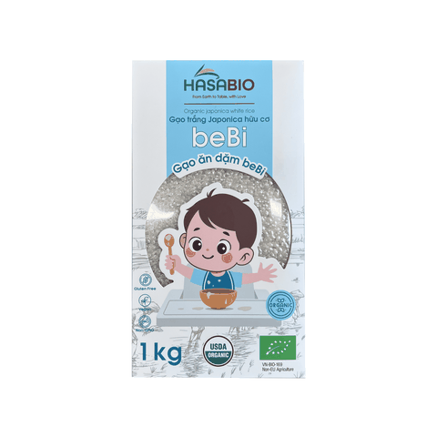 Gạo trắng Japonica hữu cơ beBi HasaBio 1 kg