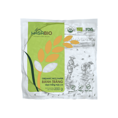 Bánh tráng gạo trắng hữu cơ HASABIO 200g