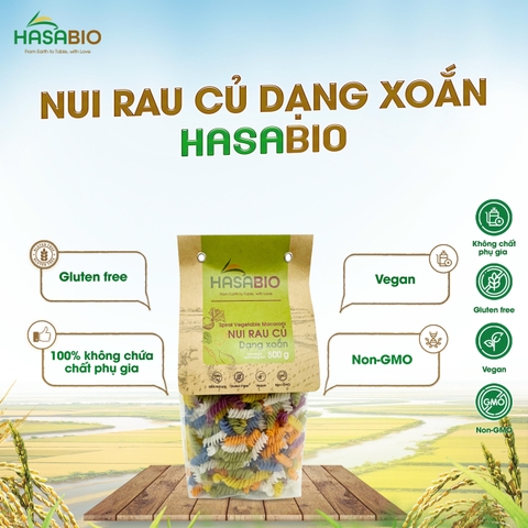 Nui rau củ dạng xoắn HASABIO 500G