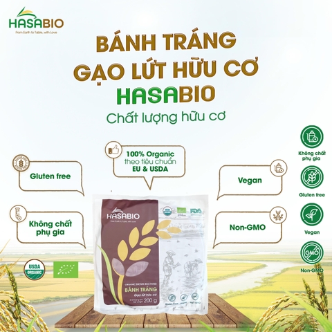 Bánh tráng gạo lứt hữu cơ HASABIO 200g