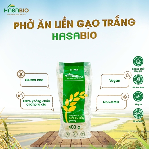 Phở ăn liền gạo trắng HASABIO 400G