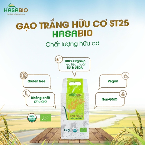 Gạo trắng hữu cơ ST25 HASABIO 1kg
