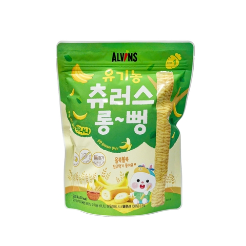 Bánh gạo ăn dặm hữu cơ cho bé dạng thanh vị chuối Alvins 30g