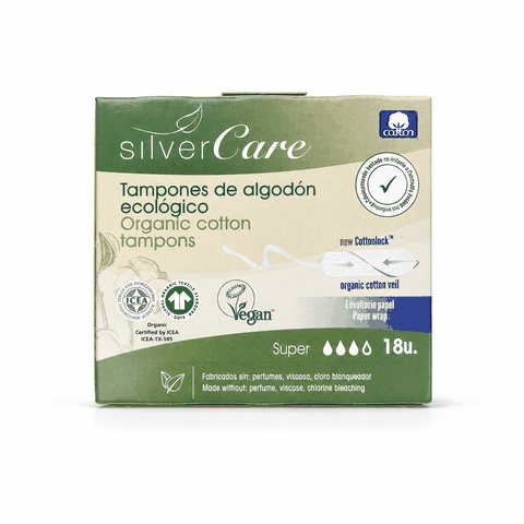 Tampon hữu cơ 3 giọt Silvercare Super 18 miếng