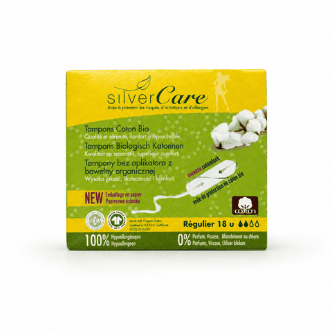Tampon hữu cơ 2 giọt Silvercare Regular 18 miếng
