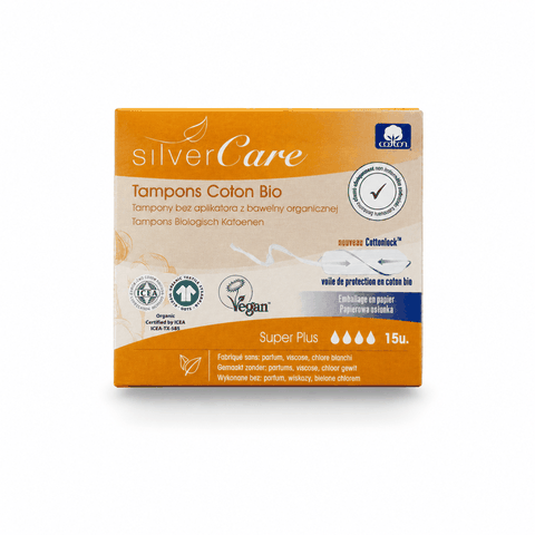 Tampon hữu cơ 4 giọt Silvercare Super Plus 15 miếng