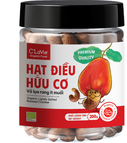 Hạt điều hữu cơ vỏ lụa rang ít muối C'LaVie 200g
