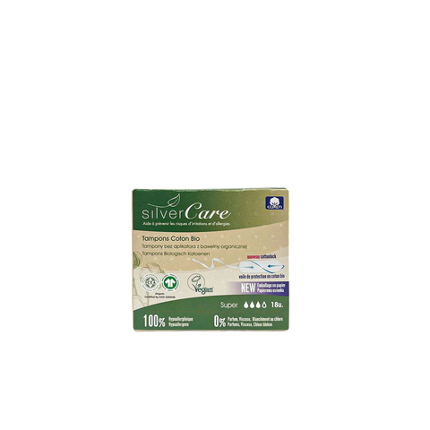 Tampon hữu cơ 3 giọt Silvercare Super 18 miếng