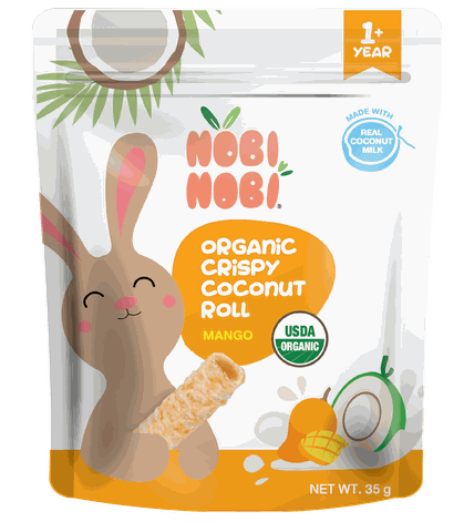 Bánh dừa cuộn giòn hữu cơ Nobi Nobi vị xoài 35g