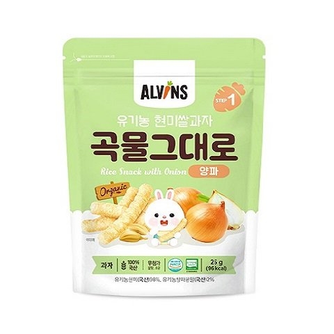 Bánh gạo lứt ăn dặm hữu cơ cho bé vị hành tây Alvins 25g