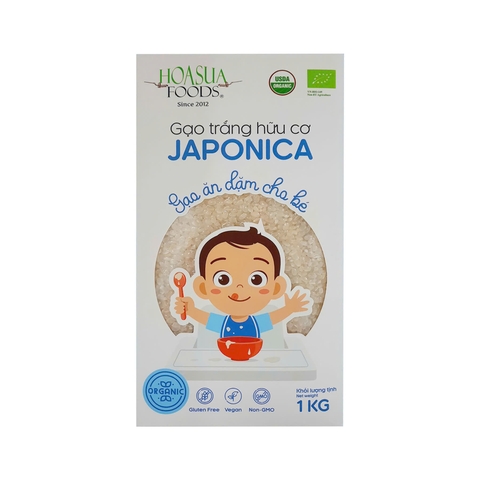 Gạo trắng hữu cơ Japonica Hoa Sữa 1kg (Gạo ăn dặm cho bé)