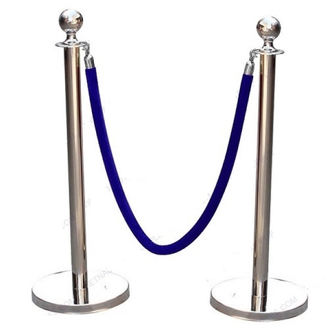 Cột chắn inox dây nhung sự kiện màu xanh dương đậm