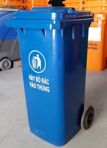 Thùng rác công cộng 120 lít có bánh xe màu xanh Dương