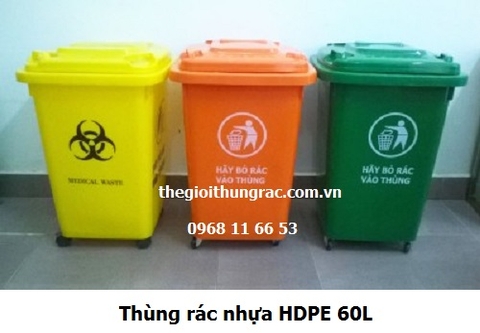Thùng rác nhựa HDPE 60L (70L)