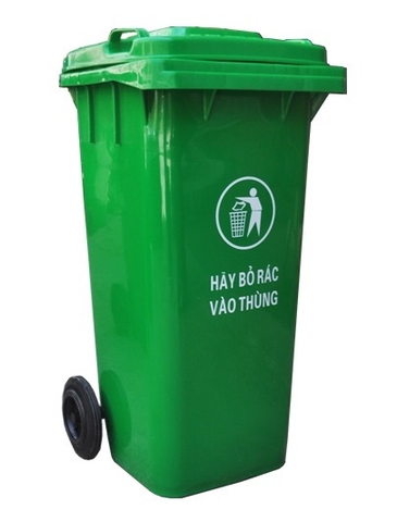 Thùng rác nhựa có bánh xe 120 lít màu Xanh Lá