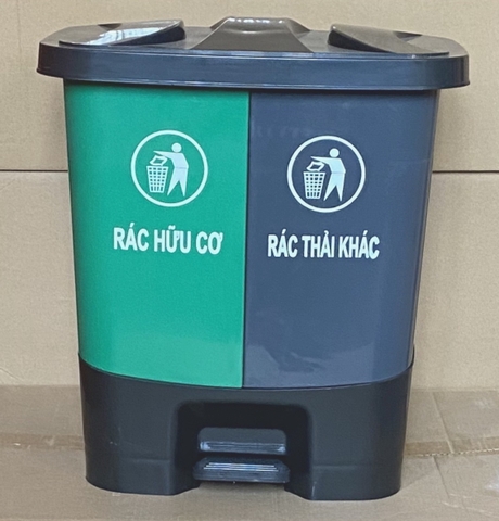 Thùng rác nhựa văn phòng 2 ngăn phân loại rác 40 lít