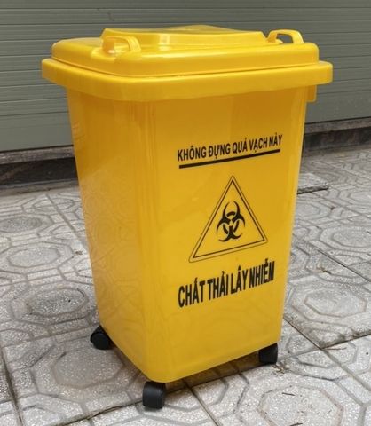 Thùng rác nhựa y tế 60 lít màu vàng
