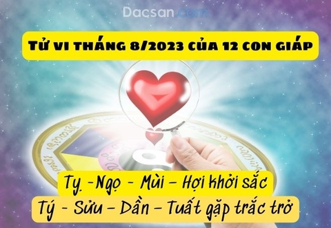 Tử vi tháng 8/2023 của 12 con giáp: Tỵ - Ngọ - Mùi – Hợi thăng tiến