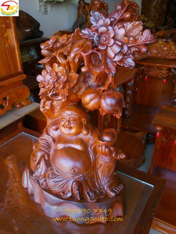Phật Di Lặc ngồi gốc đào (Gỗ hương - PL265)
