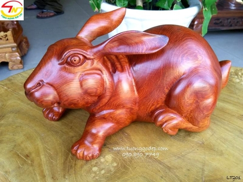 Tượng Con Thỏ phong thủy bằng gỗ - LT201