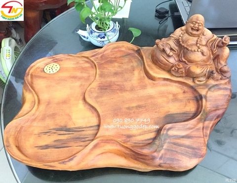 Phật Di Lặc khay trà gỗ ngọc am - PL778