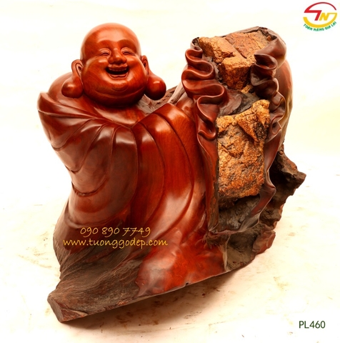 Phật Di Lặc gỗ hương ôm đá (PL460)