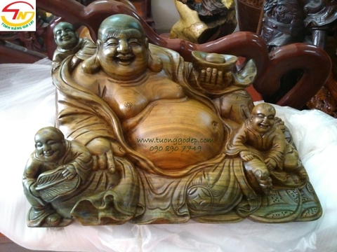 Phật Di Lặc ngồi bao tiền (Gỗ đổi màu - PL236)