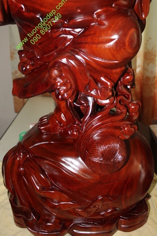 Phật Di Lặc mang bao tiền (Gỗ hương, cao 80cm)