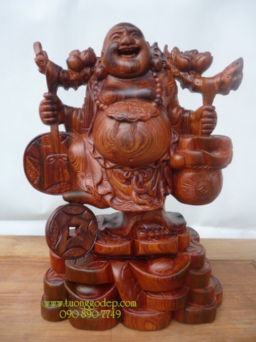 Phật Di gánh tiền (Gỗ cẩm -  Cao 30cm)