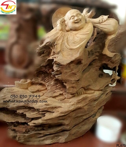 Tượng Phật Di Lặc gỗ lũa xá xị - PL675