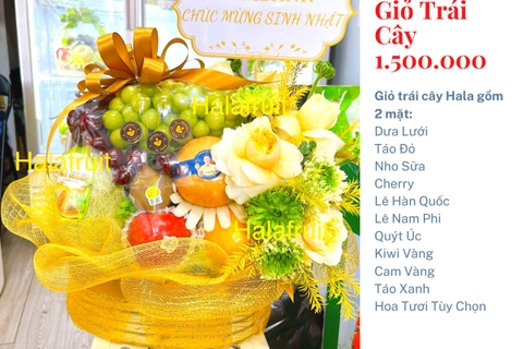 Giỏ hoa quả kèm hoa tươi