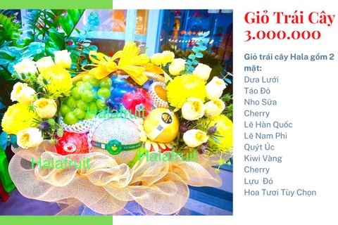 Giỏ hoa quả có hoa