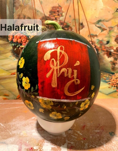 Dưa hấu thư pháp, dưa hấu tài lộc, dưa hấu in chữ