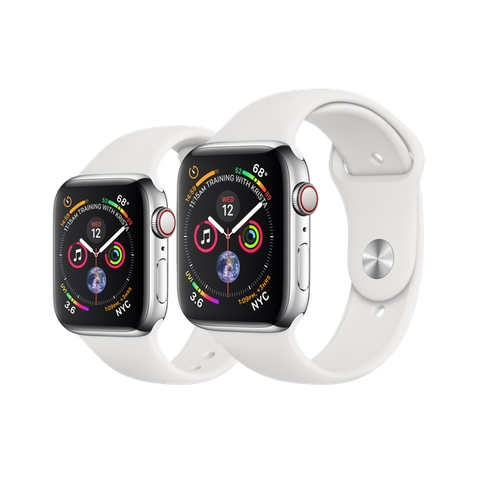 Đồng hồ thông minh Apple Watch Series 4 Stainless Steel/White Sport Band GPS+LTE