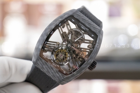 Đồng hồ Franck Muller DV45 Vanguar Tourbillon Skeleton Carbon Replica