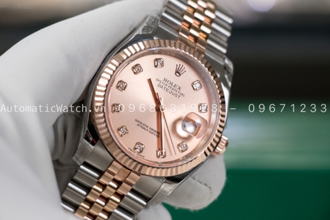 Đồng hồ Rolex date just 36mm bản bọc vàng đính kim cương