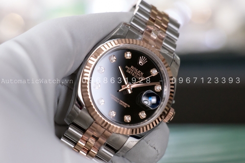 Đồng hồ rolex date just size 36mm bọc vàng 18k đính kim cương bản replica 2019