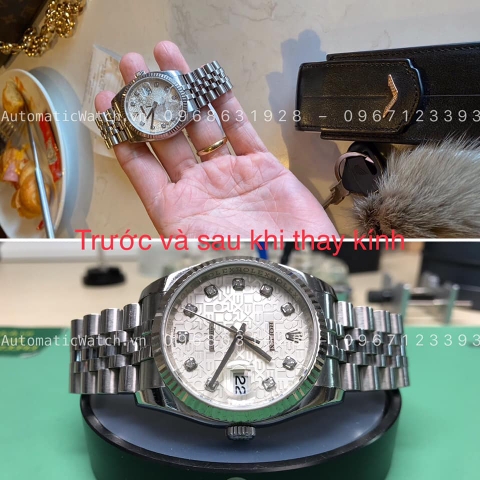 Thay kính lau dầu  chống nước đồng hồ Rolex máy Caliber 3135 chính hãng